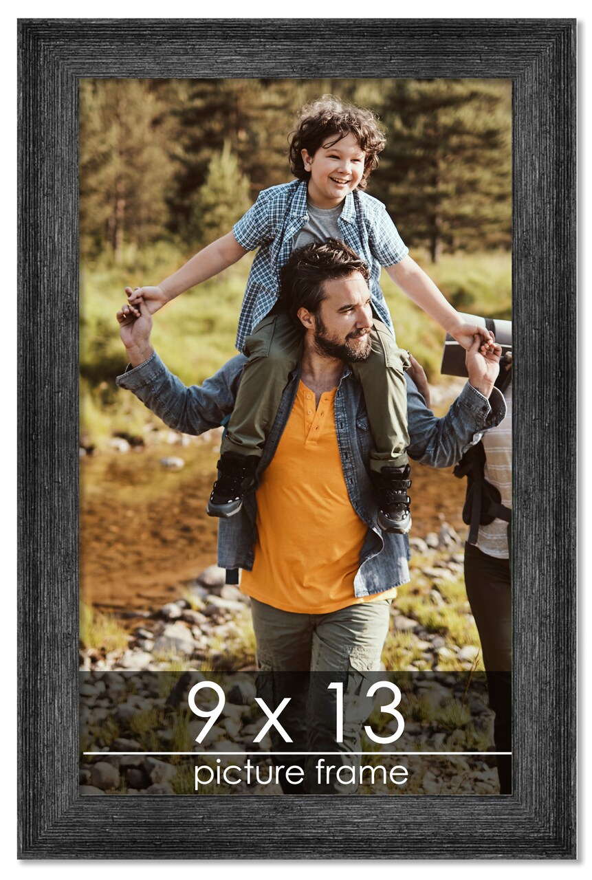 9x13 Wide Barnwood Picture Frame with UV-Resistant Acrylic & Acid Free Backing, Available in 6 Paint Finishes - Grey, Brown, White, and Black